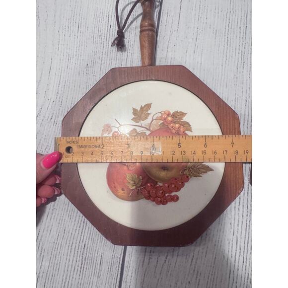Vintage Wood & Ceramic Tile Trivets Wall Hanging/Cheese Tray - Picture 7 of 9